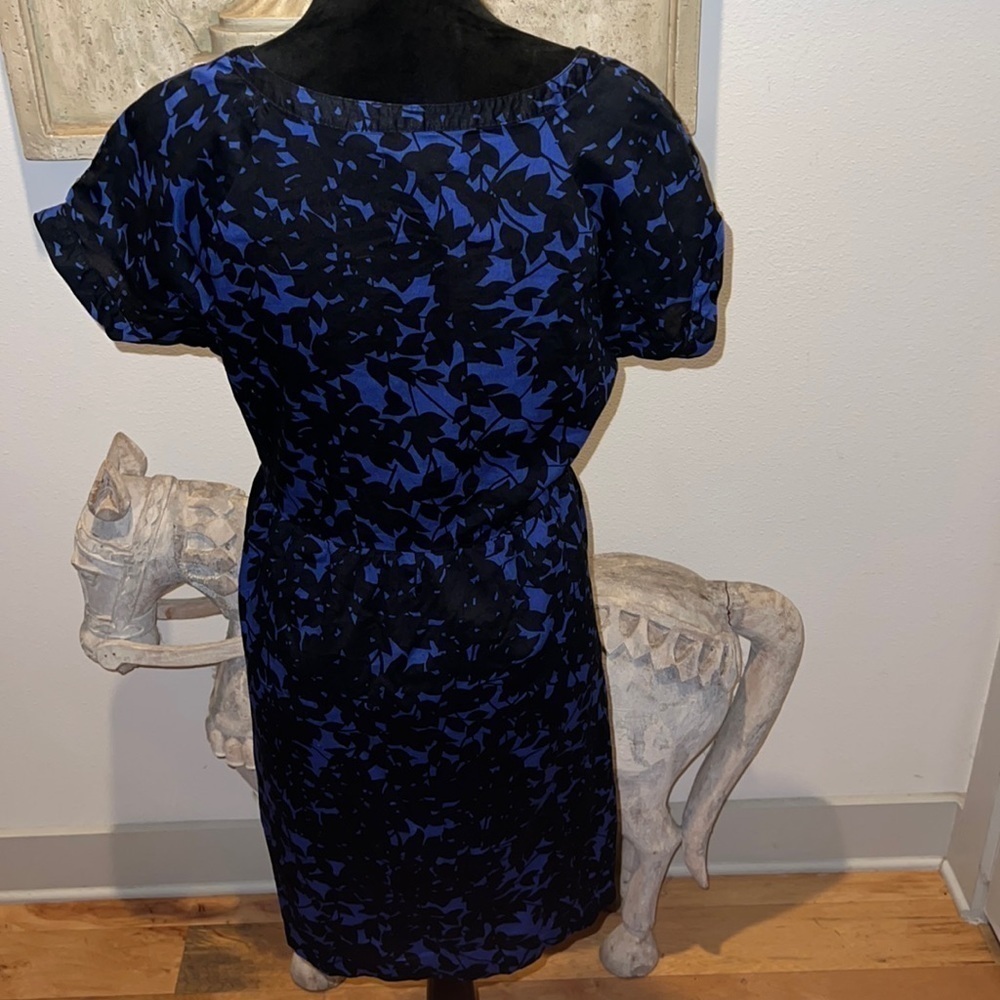 GAP blue black print shirt sleeve 100% cotton dress Sz M - Picture 4 of 8